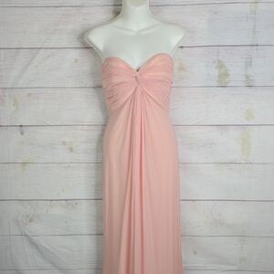 Tadashi Gown Strapless Light Peach Chiffon Gown Sz Med